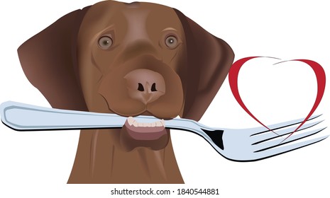 dog with fork in his mouth dog with fork in his mouth