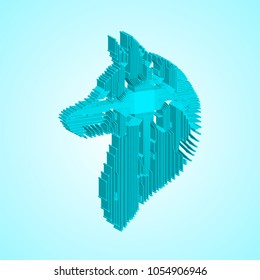 Dog in the form of an electronic circuit. Vector dog. Abstract technology.