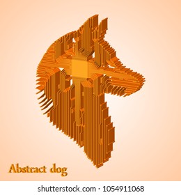 Dog in the form of an electronic circuit. Vector dog. Abstract technology.