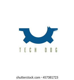 dog in form of gear vector design template