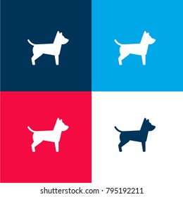 Dog four color material and minimal icon logo set in red and blue