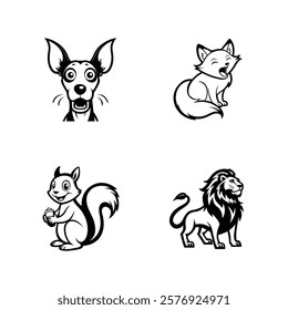 Dog, Fox, Squirrel, and Lion Art – Creative Animal Illustrations