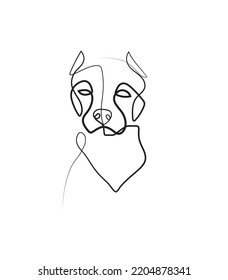 Dog freehand sketch single line art.