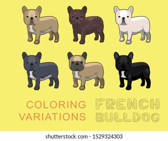 Dog French Bulldog Coloring Variations Cartoon Vector Illustration