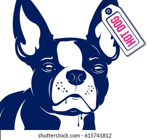 Dog French bulldog Hot Dog. Vector Illustration