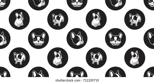 dog french bulldog icon polka dot seamless pattern doodle wallpaper background