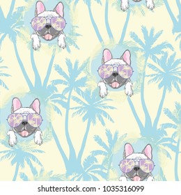 dog. french bulldog. illustration seamless pattern wallpaper background