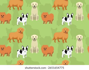 Dog French Bulldog Labrador Retriever Pomeranian Golden Retriever Seamless Background Wallpaper Pattern