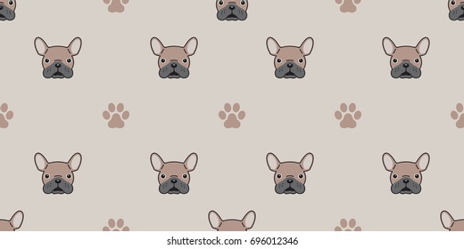 dog french bulldog paw print seamless pattern wallpaper background illustration