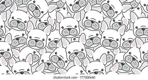 Dog french bulldog puppy face dog head doodle vector seamless pattern isolated wallpaper