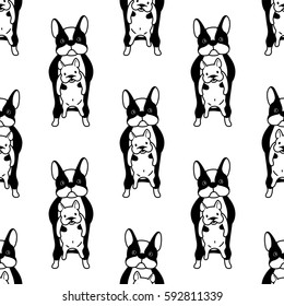 Dog french bulldog Seamless pattern vector white