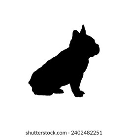 Dog French bulldog sitting silhouette High quality  Breeds Bundle Dogs on the move. Dogs in different poses.
 jumps,  runs. dog is sitting. The dog is lying down. The dog is playing