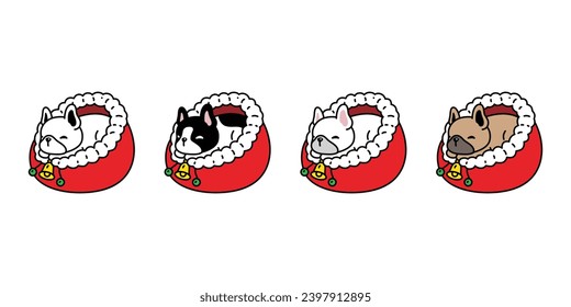 dog french bulldog sleeping bed cartoon illustration