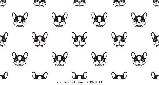 dog french bulldog smile doodle, seamless pattern, wallpaper background vector