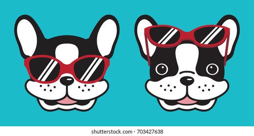 dog french bulldog smile sunglasses illustration vector 