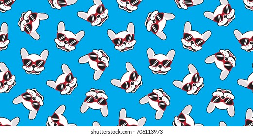 dog french bulldog smile sunglasses seamless pattern background wallpaper