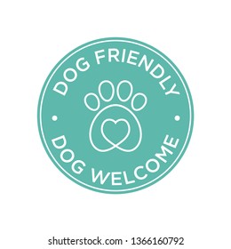 Dog friendly icon. Green round icon.
