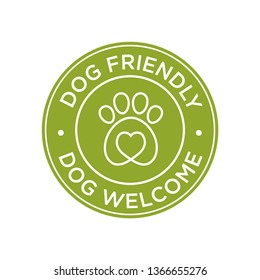 Dog friendly icon. Green round icon.