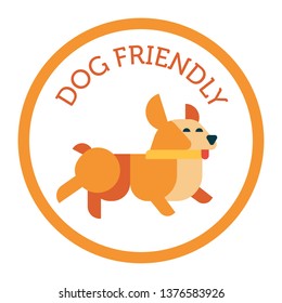 The dog friendly are steacker. Flat design vector illustration. Cute dog is walking. The dog sighn, symbol icon. 