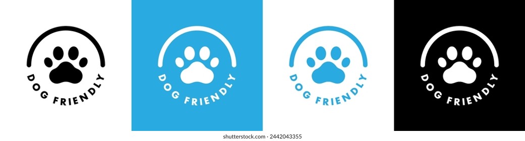 Dog Friendly sticker, label or emblem. Best Pet Friendly icon vector for product packaging design element. Vector isolated in flat style.