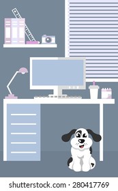 dog friendly workplace cartoon illustration