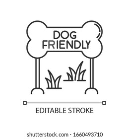 Dog friendly zone pixel perfect linear icon. Puppy allowed park and square, permitted territory. Thin line customizable illustration. Contour symbol. Vector isolated outline drawing. Editable stroke