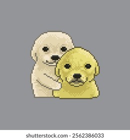 Dog friends, pixel art meme