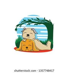 Dog Friendship Cartoon Illustration