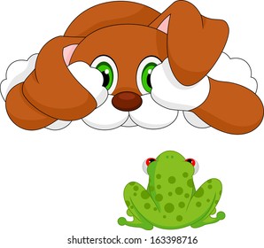 dog and frog cartoon