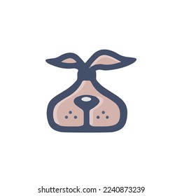 Dog front of designs logo. Hug  Vector Logo Illustration. it's good for Pet icon, veterinary, or dog lover logo. Illustration. Dog silhouette with spot on the body, but the spot could be as a human
