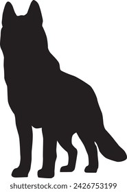 Dog full body silhouette illustration in vector
