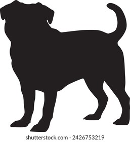 Dog full body silhouette illustration in vector