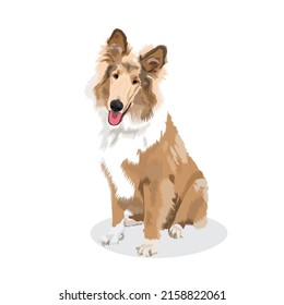 Dog Full Body Vector Design With down Shadow ‍and White Background