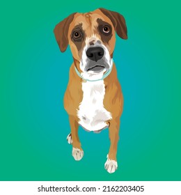 Dog Full body Vector Design With viridian color Background 