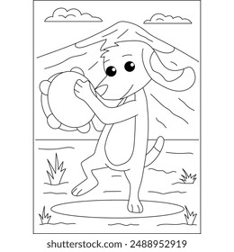 dog funny animal coloring book page for kids or grown adults coloring book mindful relaxation activity