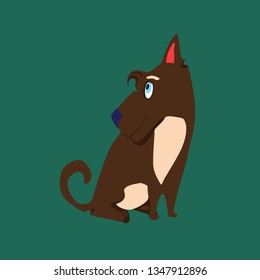 dog funny, vector illustration isolated on green background
