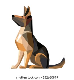 Dog German shepherd breed sitting. Vector Illustration