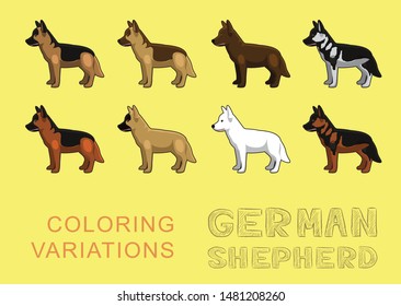 Dog German Shepherd Coloring Variations Vector Illustration