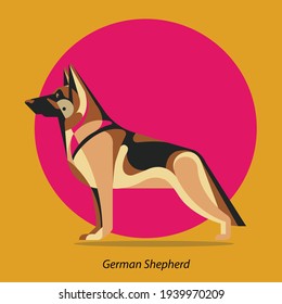 Dog- German Shepherd geometric design, low poly vector illustrtion for posters, cards, tshirts - isolated design