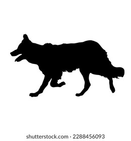 Dog German shepherd runs silhouette. Dog breed. Vector Animal. Pet