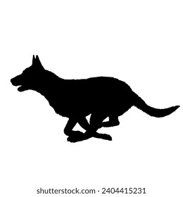 Dog German Shepherd runs silhouette Breeds Bundle Dogs on the move. Dogs in different poses.
The dog jumps, the dog runs. The dog is sitting lying down is playing
