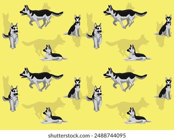 Dog German Shepherd Silver Coat Cartoon Cute Seamless Wallpaper Background