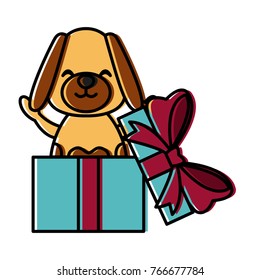 dog in giftbox