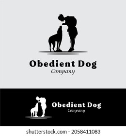 Dog And Girl Silhouette For Animal Trainer Logo Or Company Design Inspiration