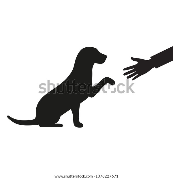 Dog Gives Paw Man On White Vector (Royalty Free) 1078227671