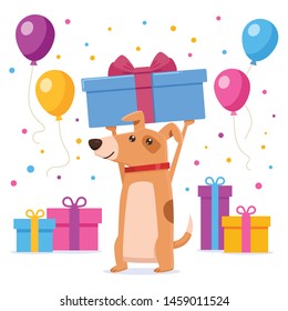 Dog giving a present to his owner