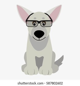 dog in glasses. Cartoon character. Children toy. Cute pet. Flat vector stock illustration