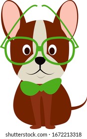 Perro con gafas, ilustración, vector sobre fondo blanco.