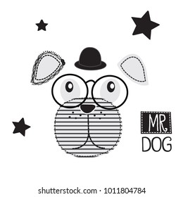 dog with glasses vector illustration