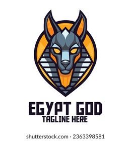 Dog God Icon Badge Emblem for Sport and Esport: Anubis Head Mascot Logo, Egyptian God Template